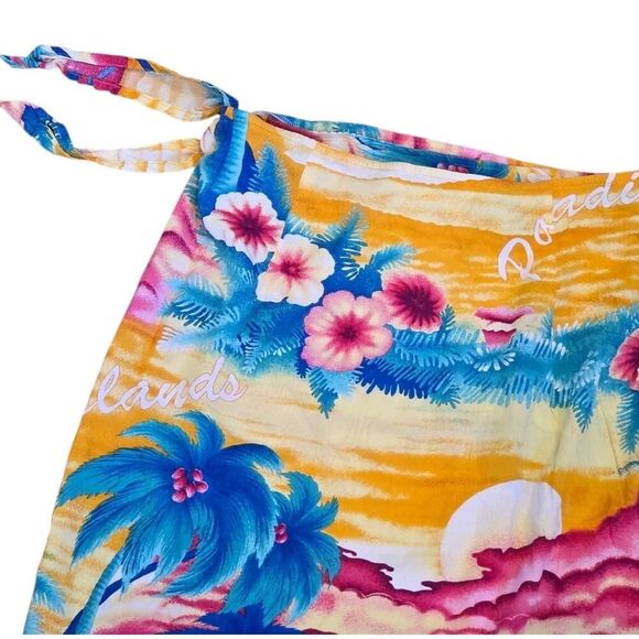 JAMS WORLD Vintage Wrap Skirt Sarong Adjustable Waist Rayon Paradise Hawaii | L - Picture 7 of 10